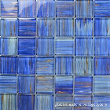 Blue Crystal Glass Mosaic Tiles, Mix Color, 300 x 300mm, 23 x 23mm Unite Size